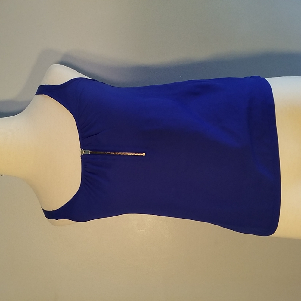 3/$25 EXPRESS XS BRIGHT BLUE TOP Gold Zip Ribbon Spaghetti Straps